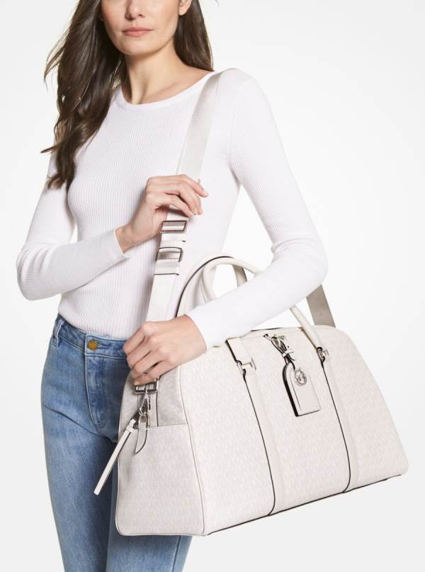 Damske Cestovné Tašky Michael Kors Heritage Extra-Large Logo Weekender Titán - Kabelky Michael Kors Obchod | PCRQN-4673